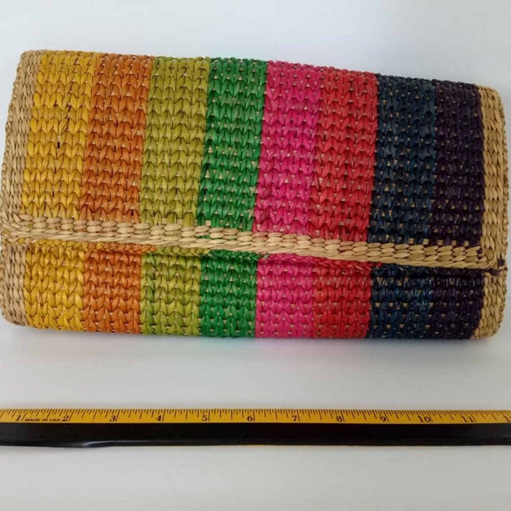 Vintage Rainbow Straw Purse